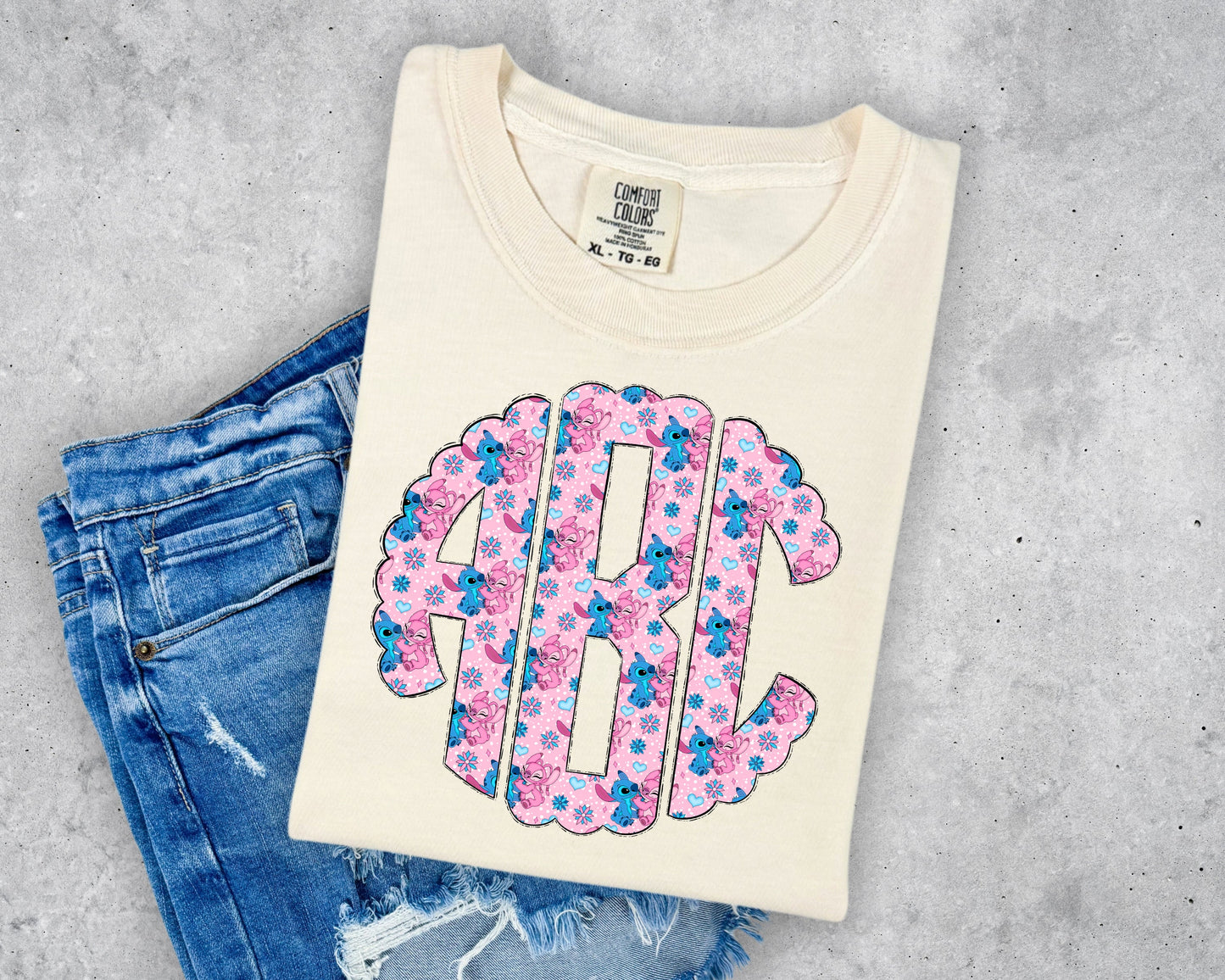 Lilo and Angel Monogram Short Sleeve T-Shirt