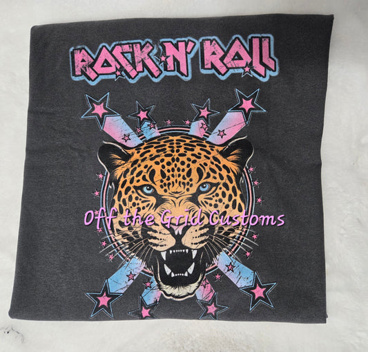 Distressed Rock N Roll Tiger Short Sleeve T-Shirt