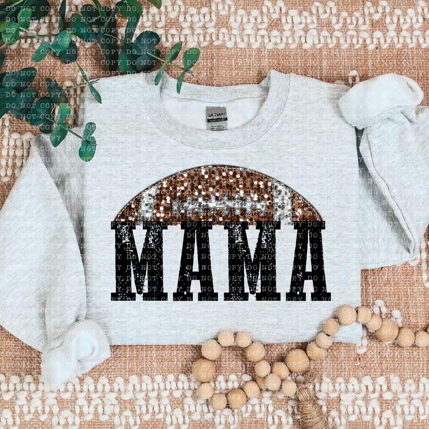 Mama Faux Sequin Football