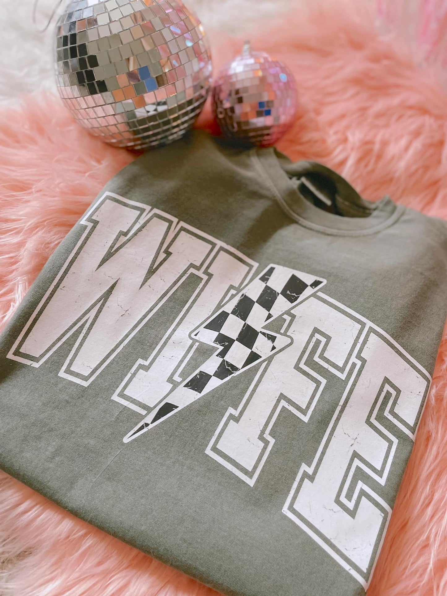 Wife Checkered Lightning Bolt