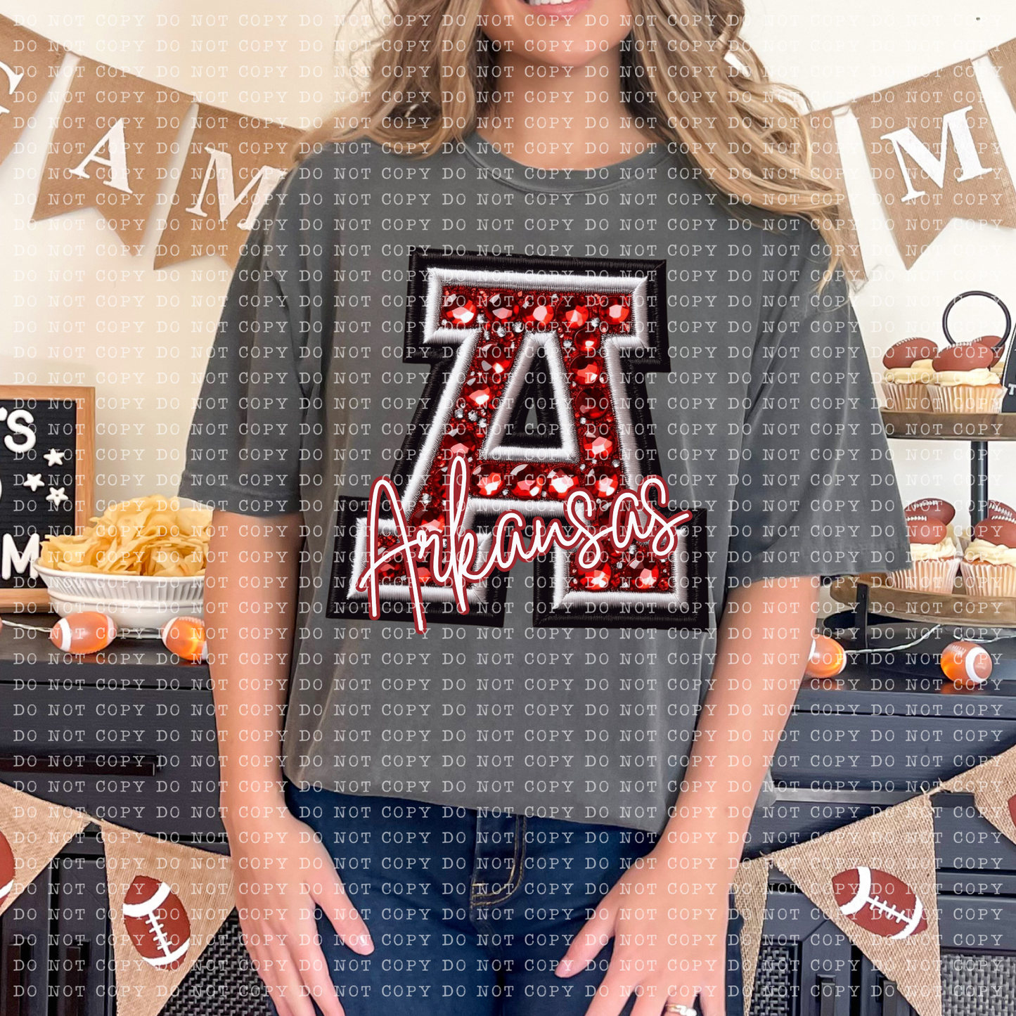 Rhinestone Arkansas Game Day Short Sleeve T-Shirt