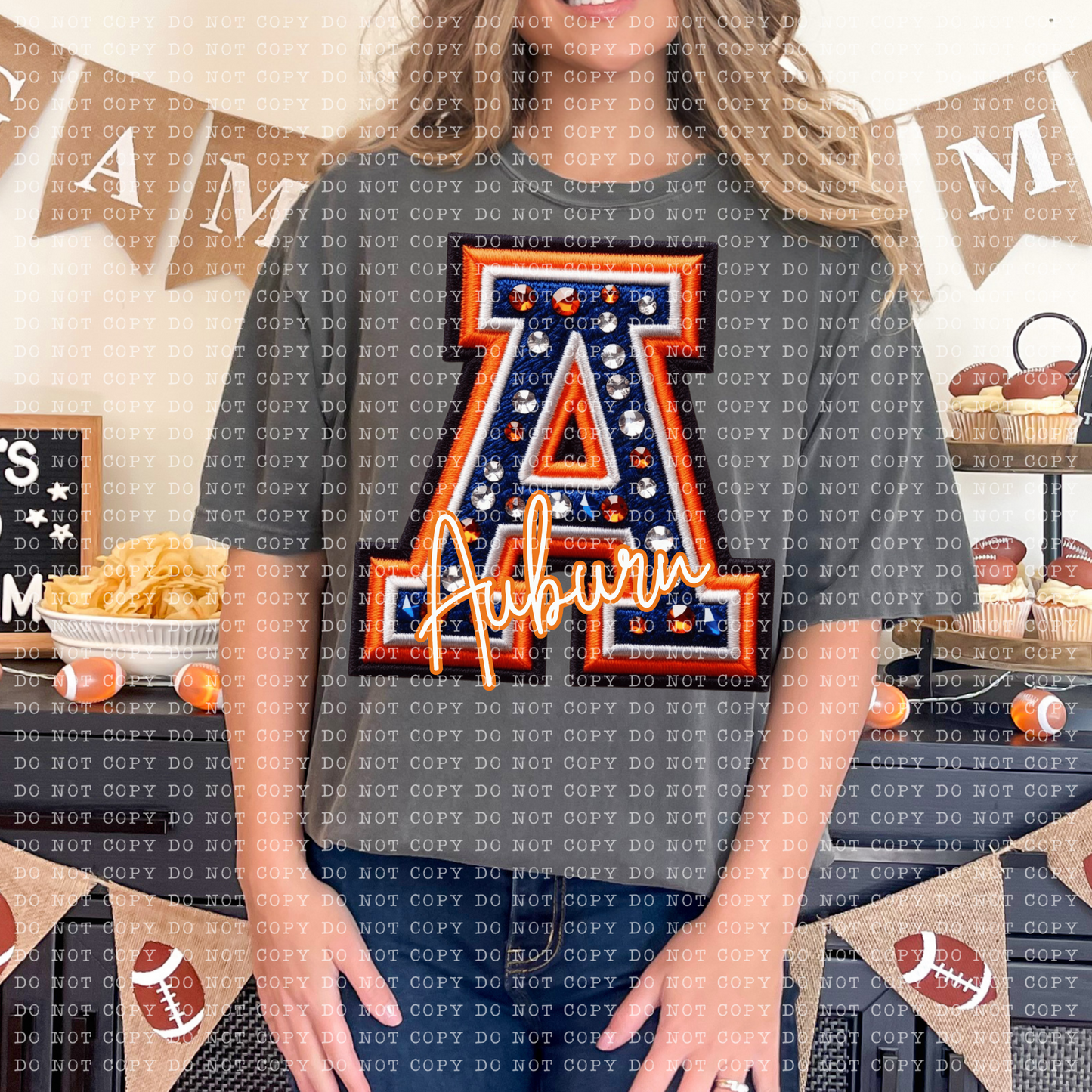 Rhinestone Auburn Tigers Game Day Short Sleeve T-Shirt