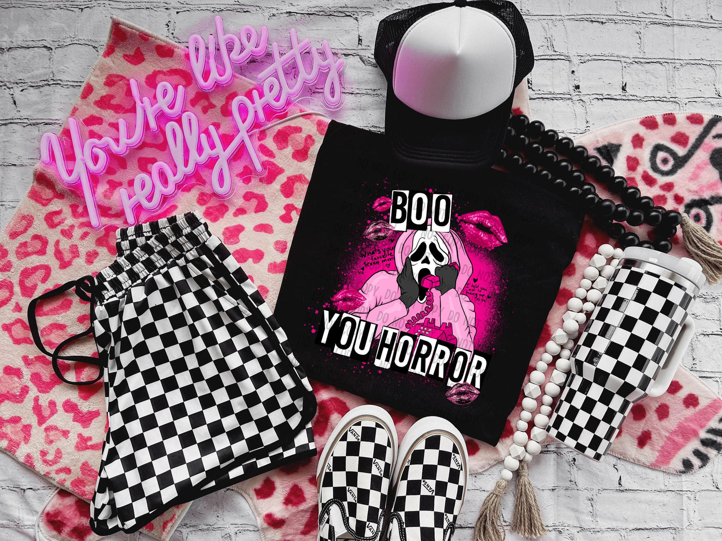 Pink Boo You Horror Ghost Face T-Shirt and Sweatshirt