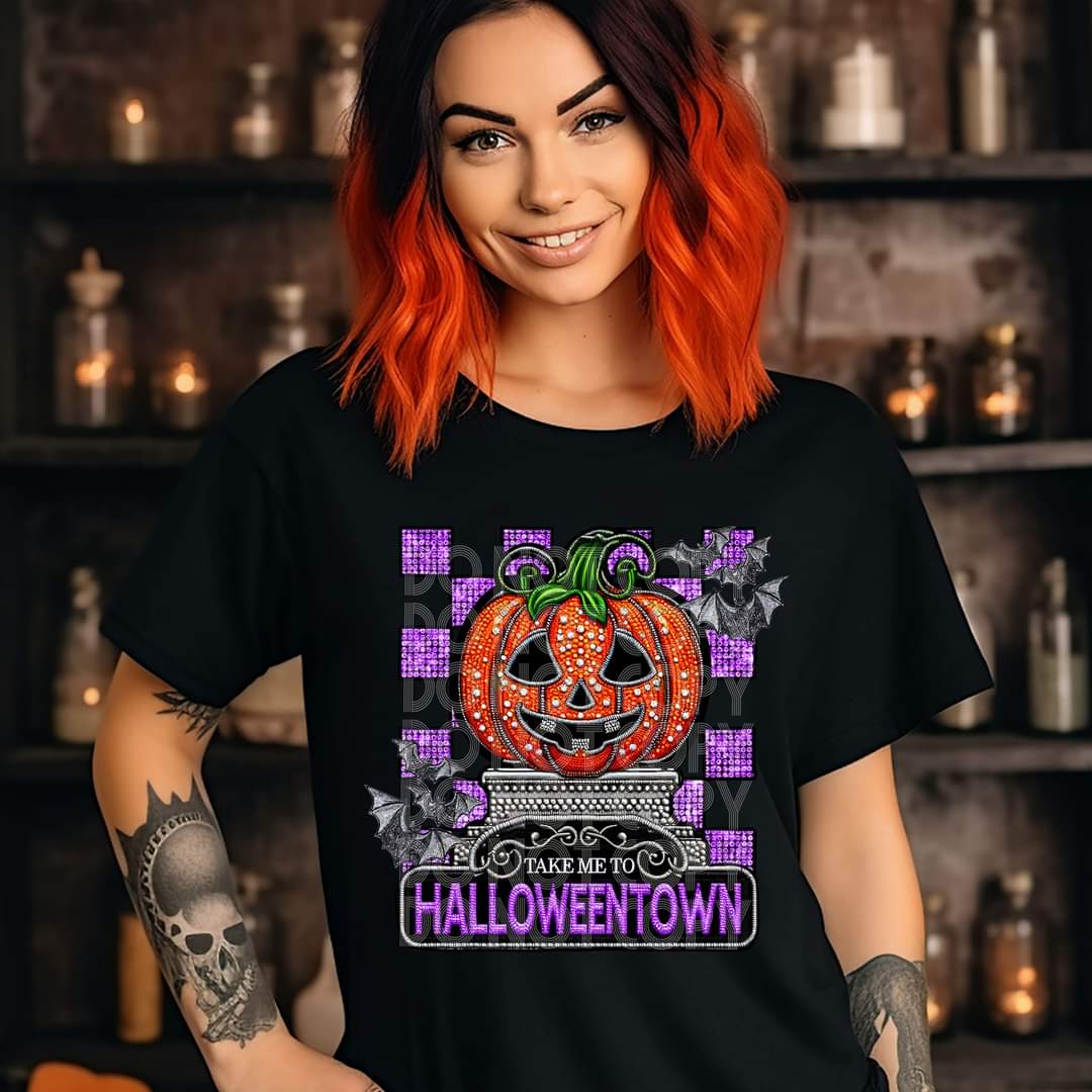 Rhinestone Hall0weentownT-Shirt and Sweatshirt