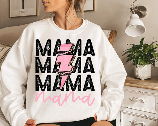 Lightening Bolt Pink Crayon Mama T-Shirt and Sweatshirt