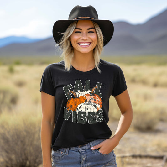 Trio Pumpkin Fall Vibes T-Shirt and Sweatshirt