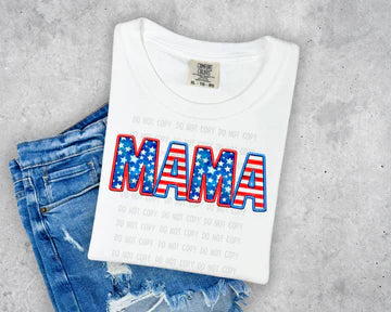 Faux Embroidery Patriotic Mama