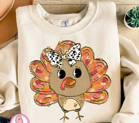 Watercolor Turkey with Faux Glitter