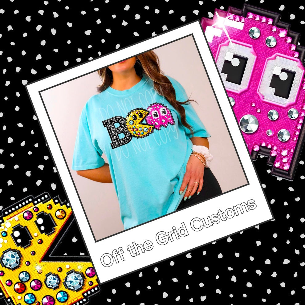 Rhinestone Pacman Boo T-Shirt and Sweatshirt