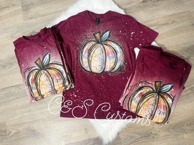 Tie Dye Pumpkin Bleached Tee