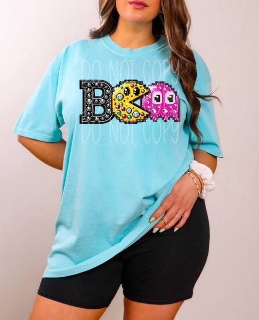 Rhinestone Pacman Boo T-Shirt and Sweatshirt