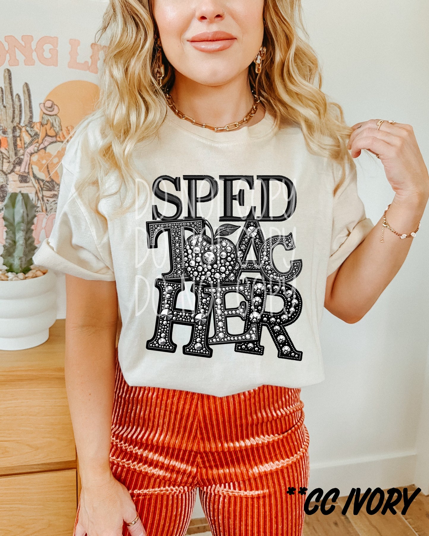 Rhinestone SPED Teacher Short Sleeve T-Shirt