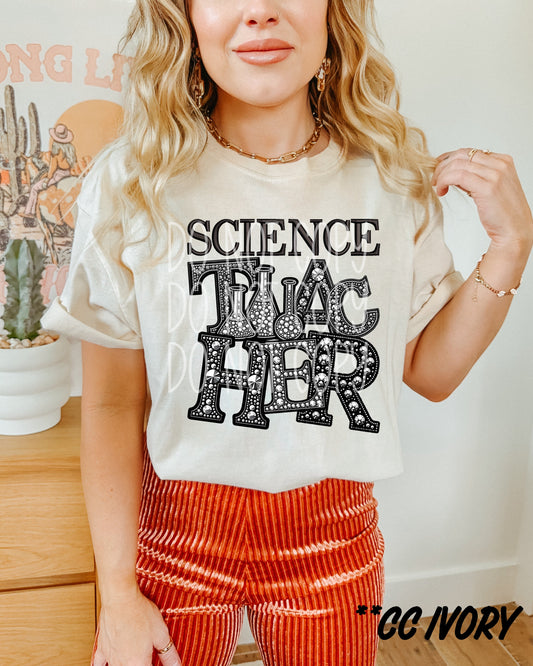 Rhinestone Science Teacher Short Sleeve T-Shirt