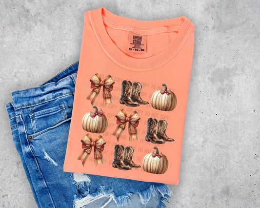 Western Pumpkin Collage Short Sleeve T-Shirt