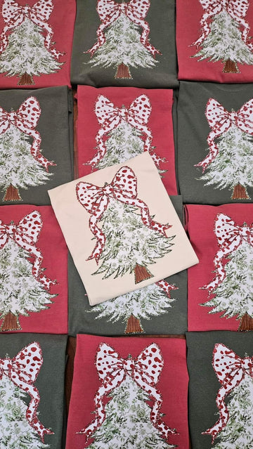 Red Dalmation Bow Christmas Tree