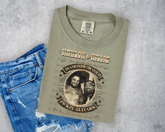 Waylon and Willie Pickin Guitars Short Sleeve T-Shirt